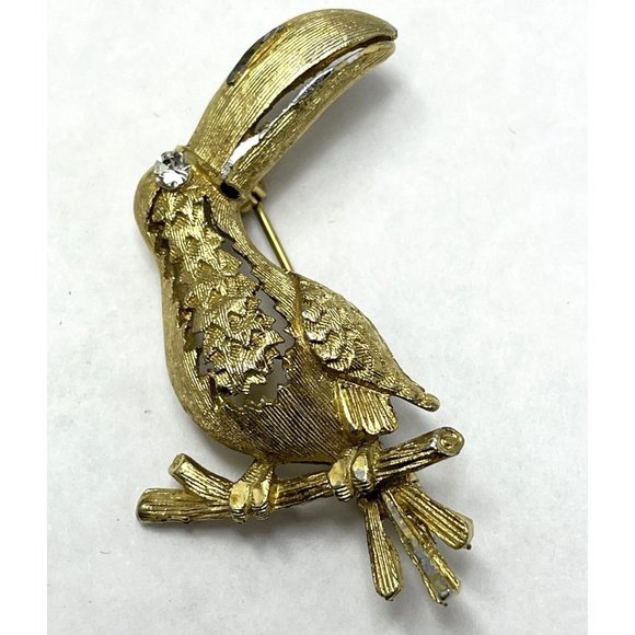 Vintage BSK Toucan Parrot Bird Brooch Pin